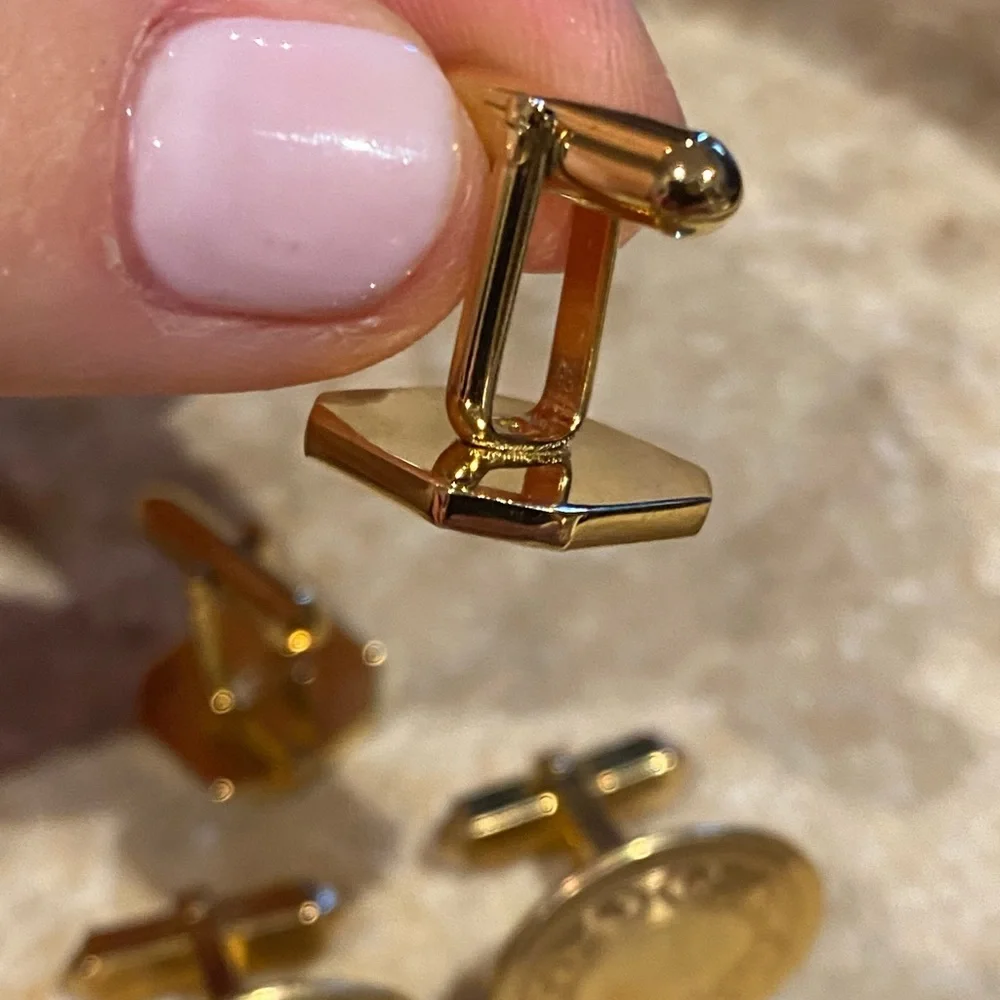 1 pair 12K gold filled cufflinks and 1 pair unmarked estate sale cufflinks